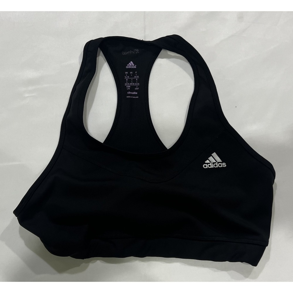 Adidas Techfit Sports Bra Womens Large Black Racerback Running Gym Climalite